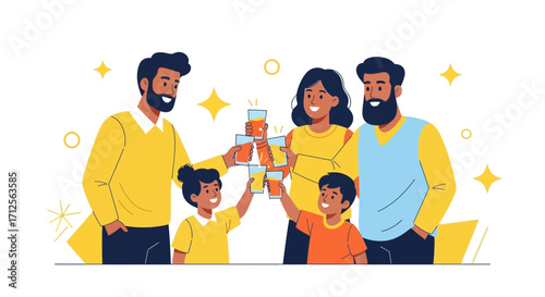 Happy Family Toasting Celebration Symbolizing Happiness And Togetherness In Vector Art