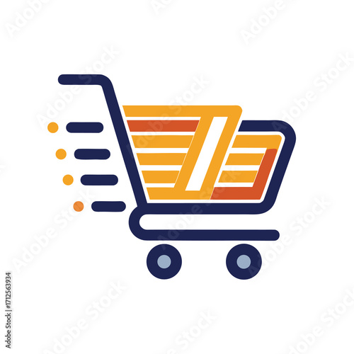 Modern e commerce shopping cart icon and logo design for online stores and digital marketplaces