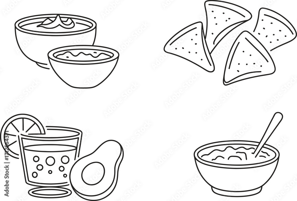 Fototapeta premium Hand drawn illustration of mexican food and drink elements