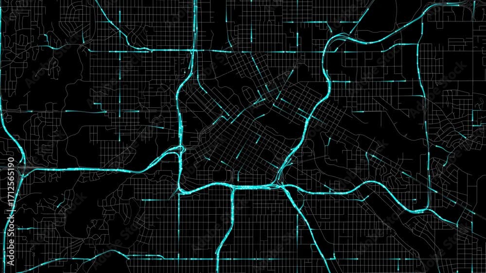 Video „Urban Traffic Flow Map Simulation in Minneapolis, Minnesota, GPS ...