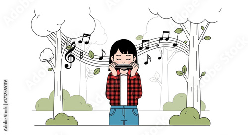 Harmonica Melody In Nature: A Serene Musical Moment Capturing The Soul