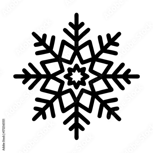 Snowflake in Winter: A minimalist, geometric snowflake, a symbol of winter's beauty and the purity of the cold season. Evoking the crispness of the air and the serenity of a snowy landscape.