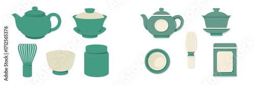 Teal kitchenware set featuring teapots, bowls, and utensils for a minimalist and modern home aesthetic