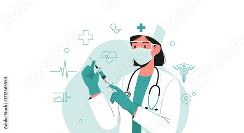 Healthcare Professional Preparing a Syringe, Ready to Administer Immunization