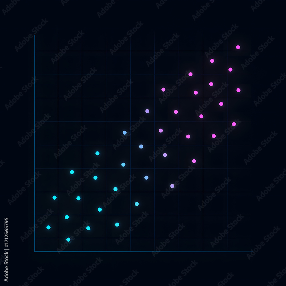 Fototapeta premium Futuristic neon scatter plot data visualization
