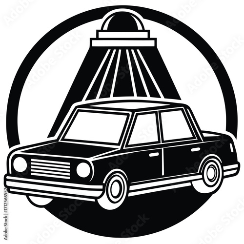 taxi cab with roof light vector icon