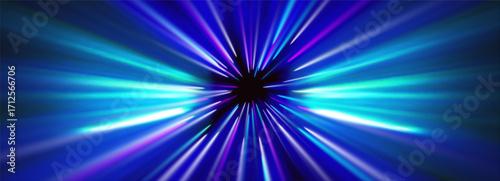 Space blue warp effect with hyperspeed light trails and neon motion glows. Anime star explosions or quantum fiber patterns for futuristic backgrounds. Radial galaxy tracks or digital highway.