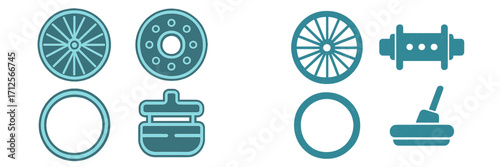 Collection of various wheel and tire designs showcasing different shapes and sizes