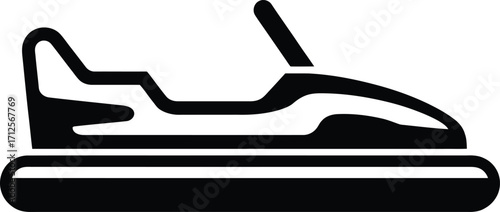 Simple black and white icon of a bumper car for amusement parks