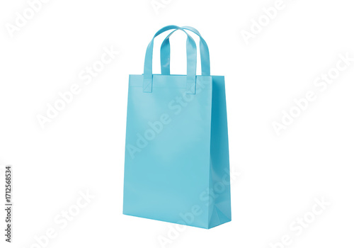Isolated light blue non-woven bag with handles. Present for a holiday or event, shopping