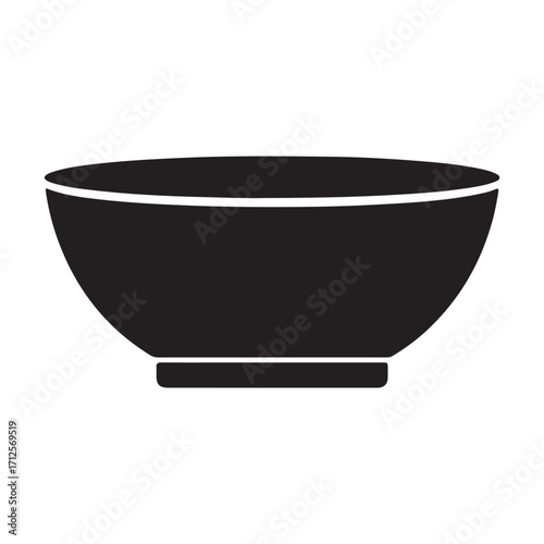 Black bowl silhouette perfect for food presentation and kitchen design elements vector illustration for culinary art