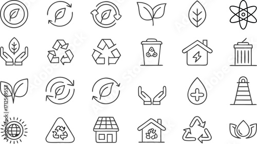 Eco-friendly living icons promoting sustainability and environmental awareness in a modern design