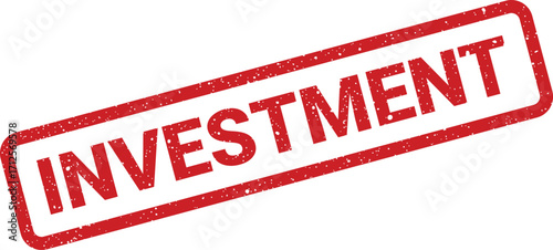 Distressed red investment rubber stamp illustration, design for finance sector usage