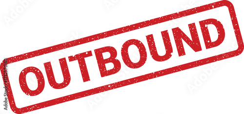 Distressed red outbound stamp with slight angle for design use