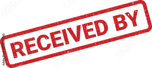 Distressed red Received By stamp vector, official documentation, isolated on white for versatile applications