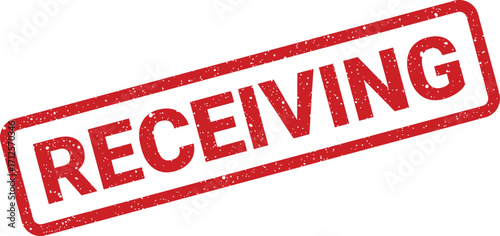 Distressed red receiving rectangular stamp, message delivered, official notification, document accepted