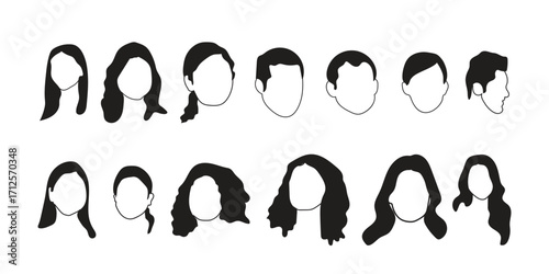 human face icon set vector