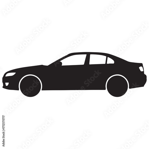 Black car silhouette vector illustration perfect for automotive design and transportation related projects and advertising material with clear background