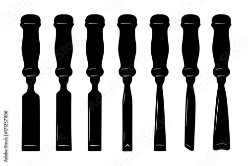 Silhouette hand saw icons set, black vector tools collection, woodworking equipment illustrations, different saw blade shapes, carpentry hand tools design, transparent background