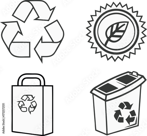 Go green with these eco friendly recycling icons promoting sustainability and environmental awareness