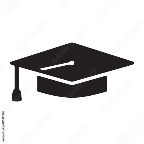 Black graduation cap mortarboard icon representing academic achievement and higher education success for students symbolizing graduation ceremonies and university degrees