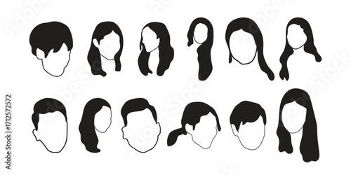 human face icon set vector