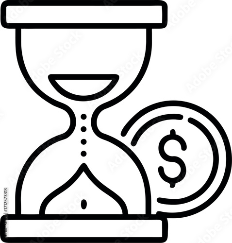 Vector art of hourglass with coin and dollar sign illustration design