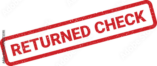 Distressed Returned Check Stamp Illustration with Faded Ink Edge Effect