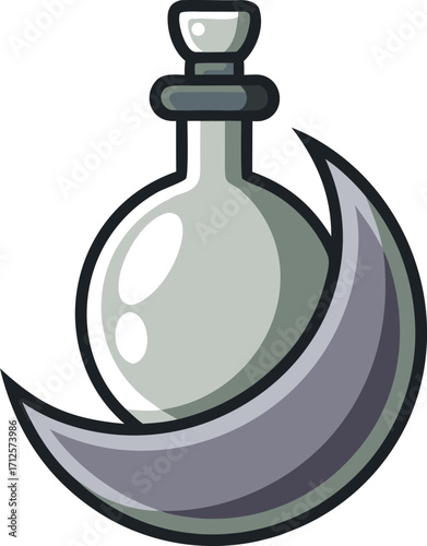 Moonlit Potion Bottle, Mystical Design