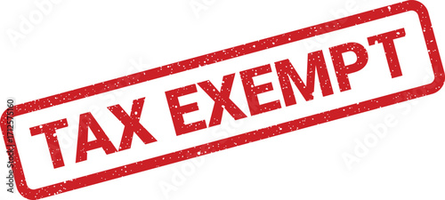 Distressed stamp illustration stating Tax Exempt with grunge texture, financial document
