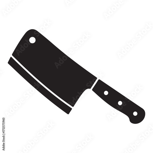 Black silhouette of a meat cleaver knife for butchering and food preparation icon vector illustration kitchenware cooking tool object