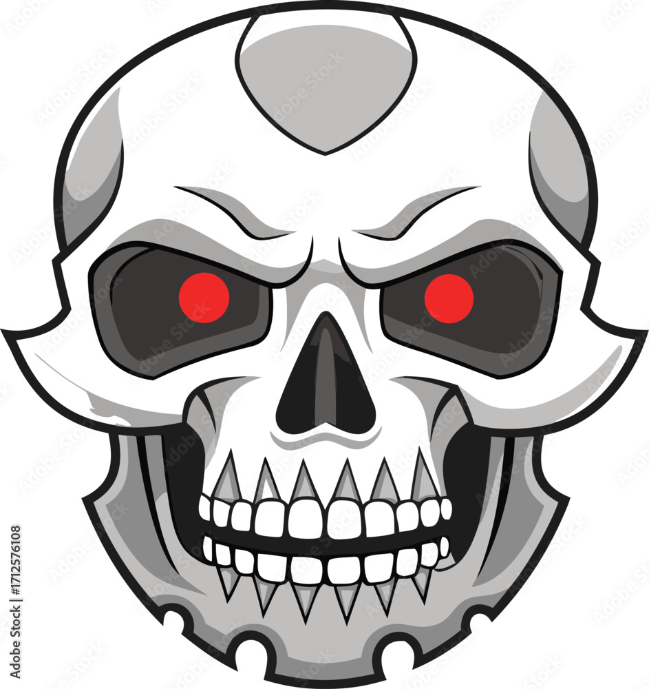 Fototapeta premium Robotic Skull with Red Eyes Design
