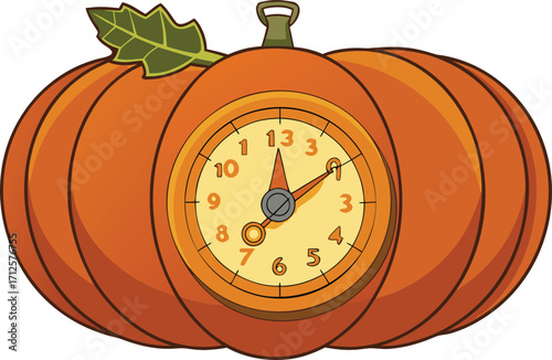Autumn Pumpkin Clock Design Illustration