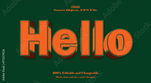 Hello word text effect hi, friendly typography design.