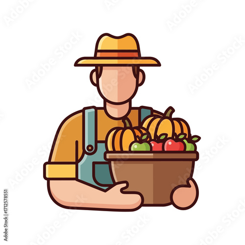 Farmer holding a basket full of fresh produce