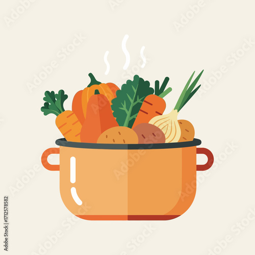 Warm Vegetable Stew in a Pot