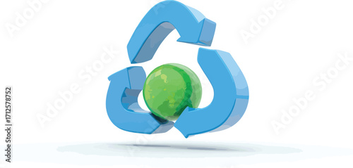 Recycling Symbol with Green Sphere Sustainable Resource Cycle