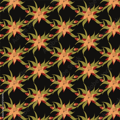 Autumn floral pattern stylized leaves fall foliage with vibrant leaves seasonal themed background illustration  wrapping paper, textiles, fabric, card, backgrounds, seasonal products, stroy,