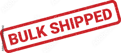 Grunge effect rectangular rubber stamp with text Bulk Shipped in angled perspective