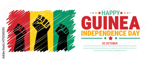 Guinea Independence Day background, banner, card or poster design template is observed every year during October, to raise awareness about the mission. Vector illustration.