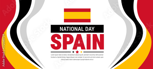 Spain national day background, banner, card or poster design template is observed every year during October, to raise awareness about the mission. Vector illustration.