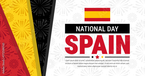 Spain national day background, banner, card or poster design template is observed every year during October, to raise awareness about the mission. Vector illustration.