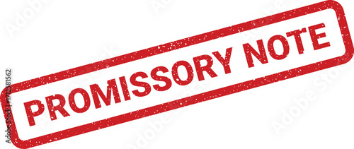 Grunge promissory note rubber stamp, tilted financial agreement document for business legality