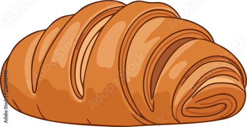 A delicious golden-brown croissant pastry shown in a detailed cartoon illustration against a white background.