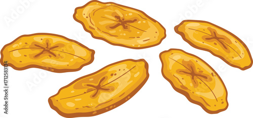 Illustration of fried plantain chips, a popular snack in many tropical regions.