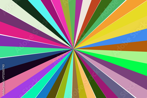 Colorful radial burst background with stripes emanating from center point
