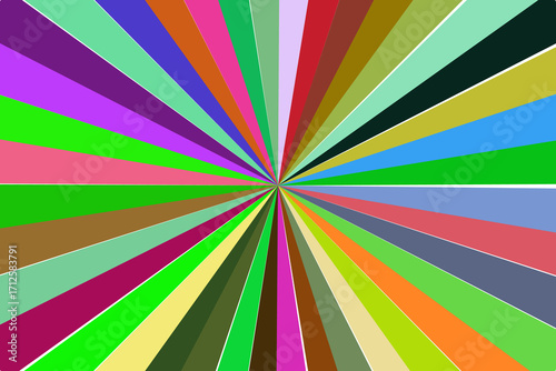 Radiant multicolor burst converging pattern with vibrant spectrum of colors