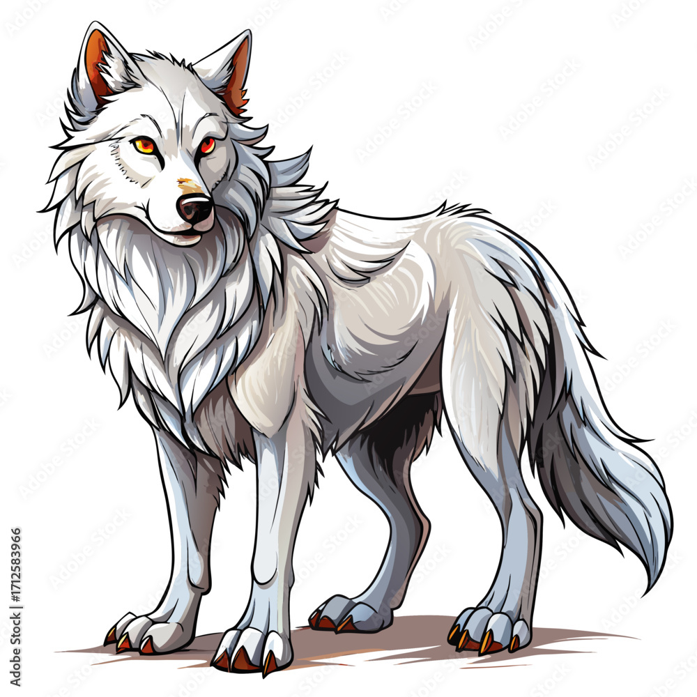 Obraz premium white Wolf real,full body ,white background