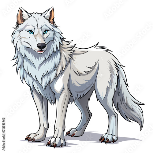 white Wolf real,full body ,white background