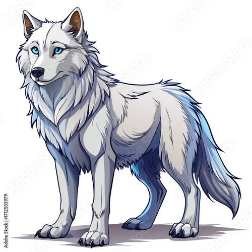 white Wolf real,full body ,white background